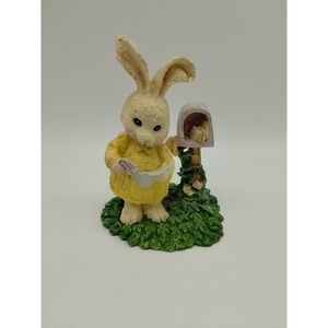 4.5" Resin Easter Bunny Rabbit Figurine At Mailbox